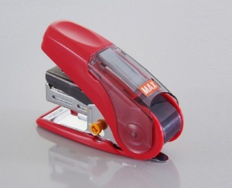 Max Sakuri Stapler, 20 Sheets Binding, Holds 100 Spare Needles, Red HD-10NLK/R
