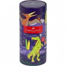 Faber Castell Felt Tip Pen Set Connector Dino, 20 Metal Box, Washable 155546