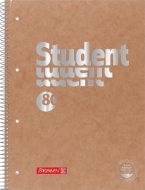 Τετράδιο Σπιράλ ριγέ Α4 160 σελίδων με Τρύπες και Περφορέ Student Brown 106782770 Brunnen