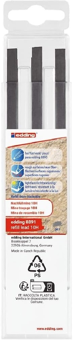 Edding Carpenters Pencil Refill Leads 10H - Set of 6 4-8891-6097