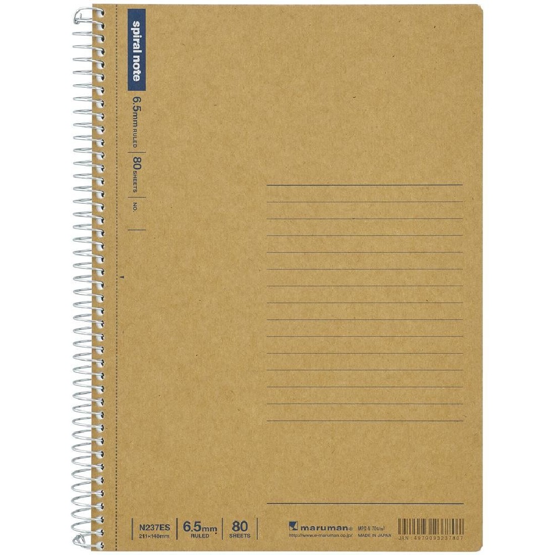 Maruman A5 spiral notebook ruled paper 80 sheets N237ES MA