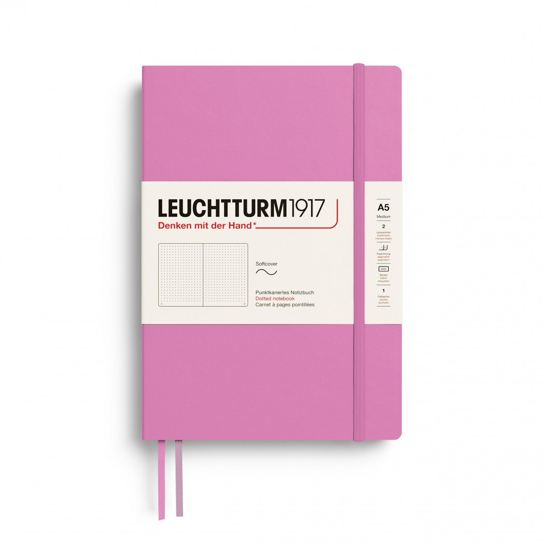 Leuchtturm 1917, A5 dotted notebook, softcover, 123 pages, 80gsm, Bubblegum 400885