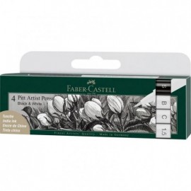Faber-Castell India Ink 4 Pitt Artist Pens Black and White Set 167151