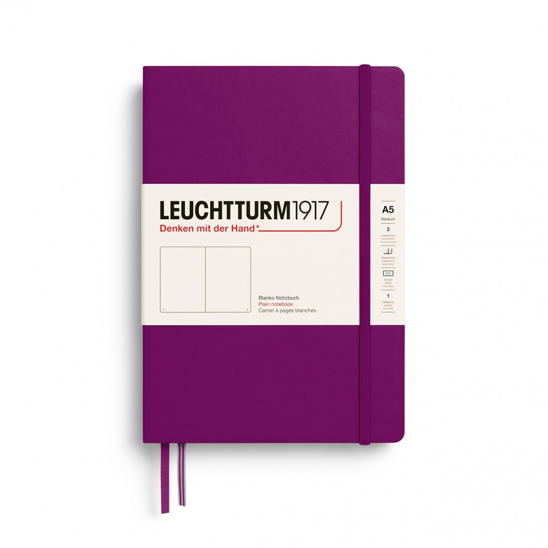 Leuchtturm 1917 notebook hard cover, plain, 251 pages, 80gsm, Burgundy 400871