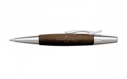 Faber Castell E-Motion Pearwood Dark Brown, Chrome Twist  Ballpoint Pen, 148381