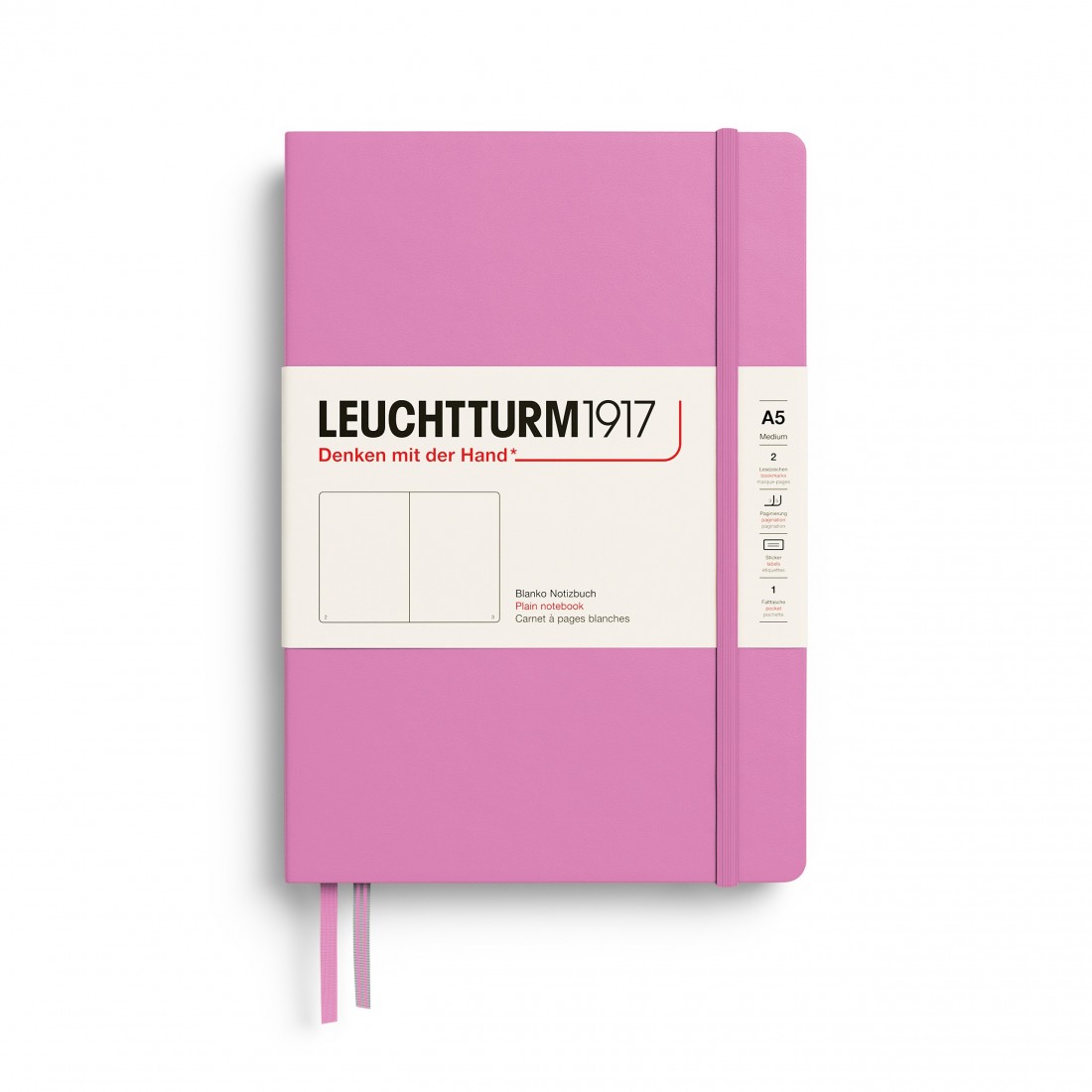 Leuchtturm 1917 notebook hard cover, plain, 251 pages, 80gsm, Bubblegum 400867