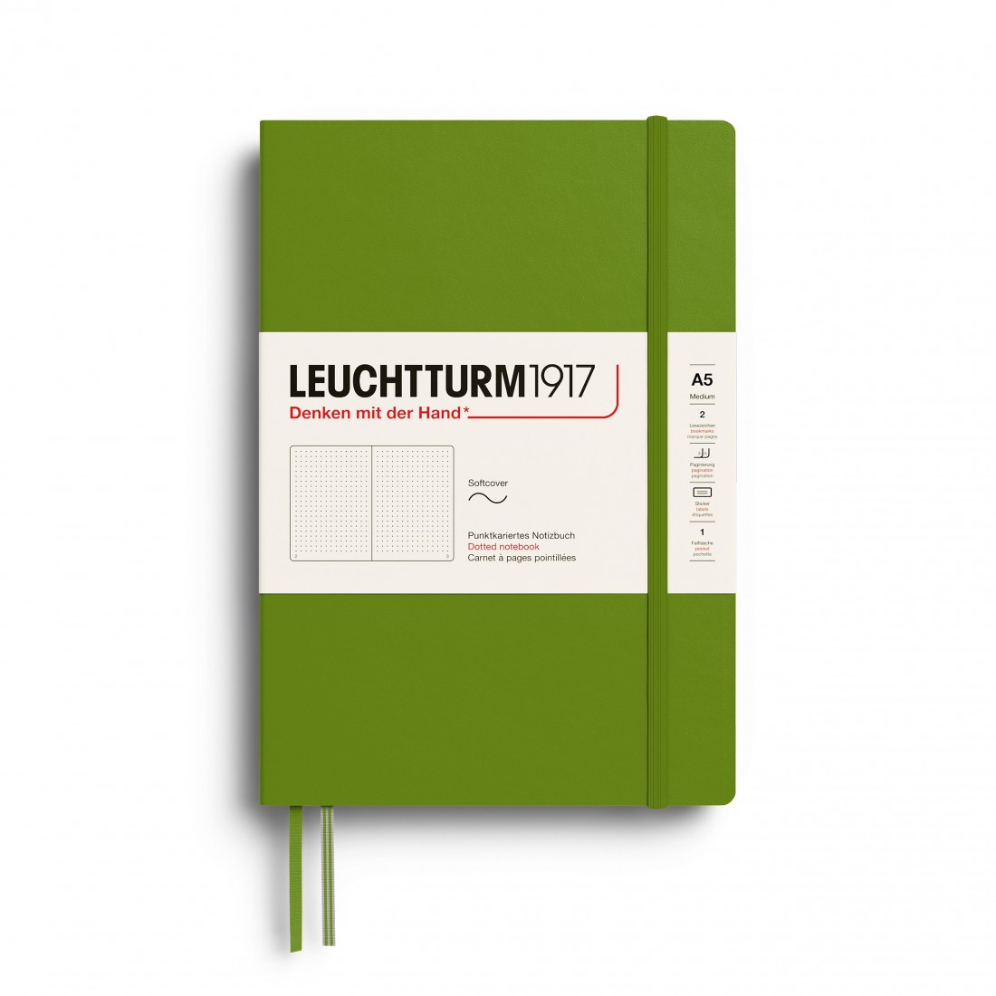 Leuchtturm 1917, A5 dotted notebook, softcover, 123 pages, 80gsm, Moss 400892