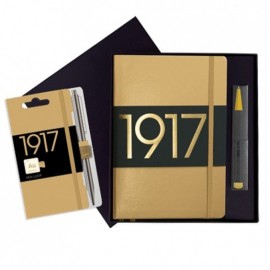 Leuchtturm 1917 Set A5 Gold Hard Cover Notebook and Ballpen plus Pen Loop