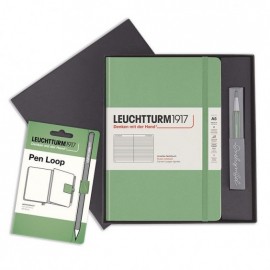Leuchtturm 1917 Set A5 Sage Hard Cover Notebook and Ballpen plus Pen Loop