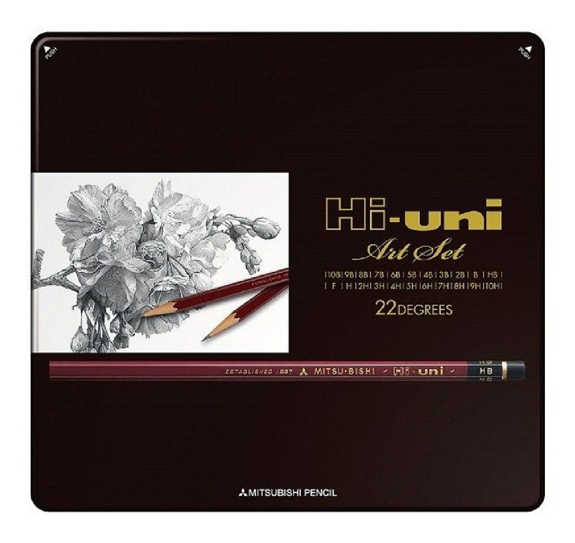 Mitsubishi Pencil Hi-uni Art set ,22pcs, (10H - 10B)