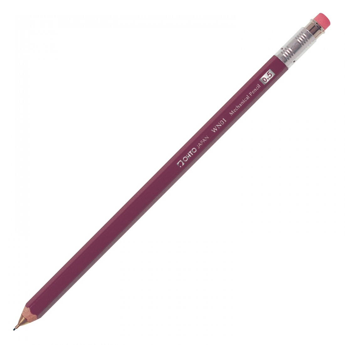 Ohto wooden mechanical pencil 0,5mm, WN01-SP5-EN, burgundy