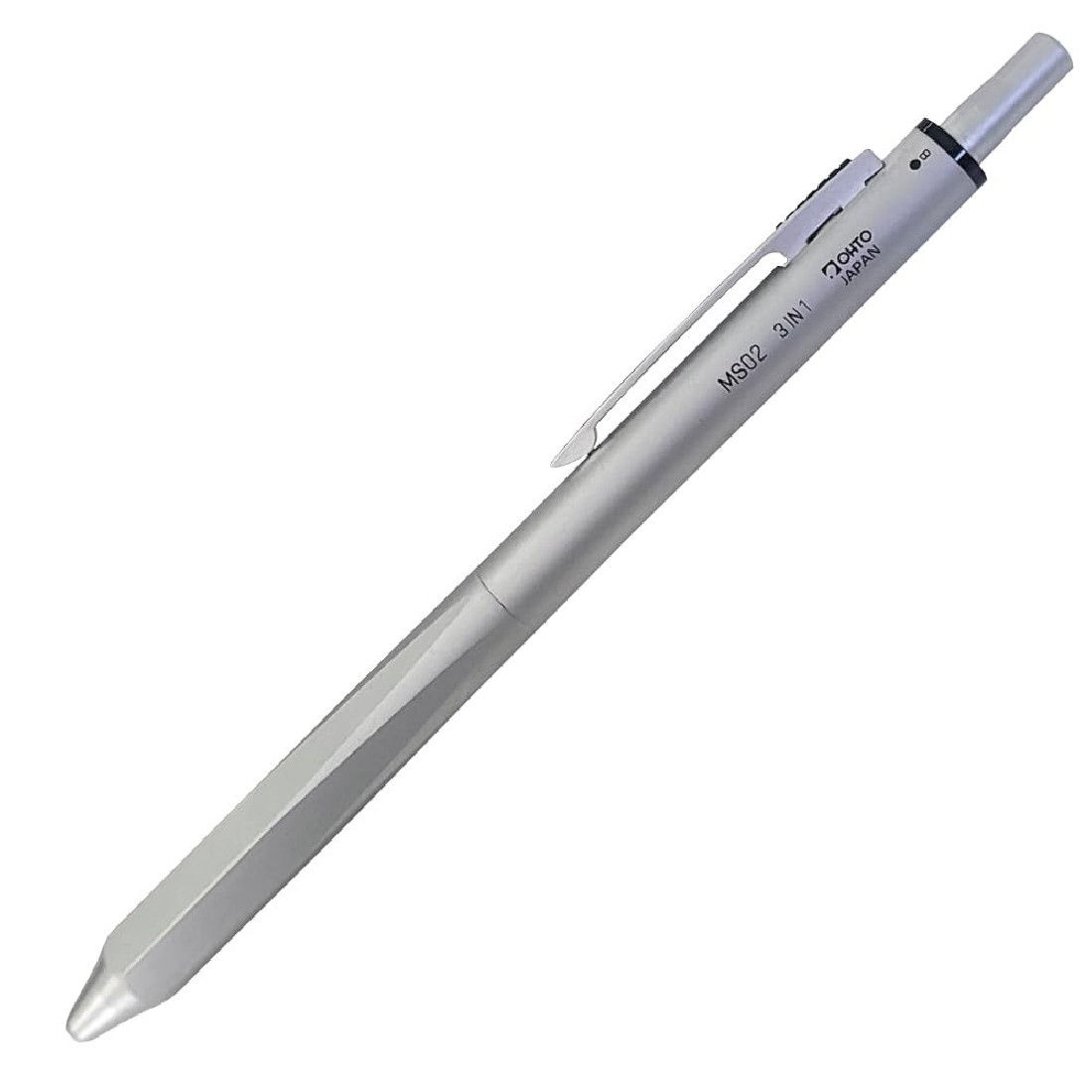 Ohto Multipen 3 in 1, ballpen 0,7mm black and red, with pencil 0,5mm, Silver MS02-MF3-SV