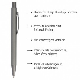 Retractable Ballpen Soft Metal 92318 pure grey ONLINE