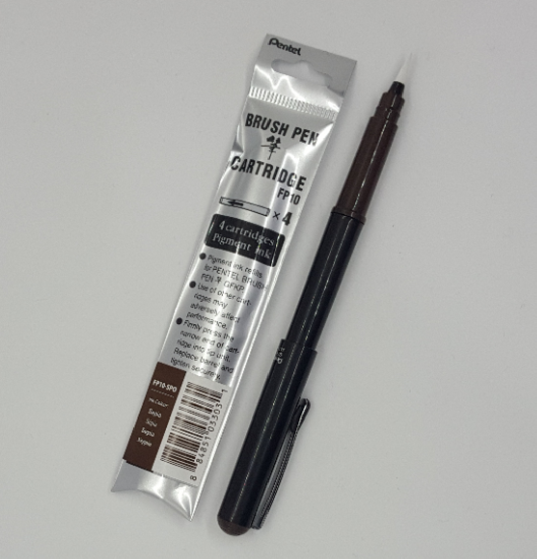 Black Brush Pen Sepia ink GFKp Pentel