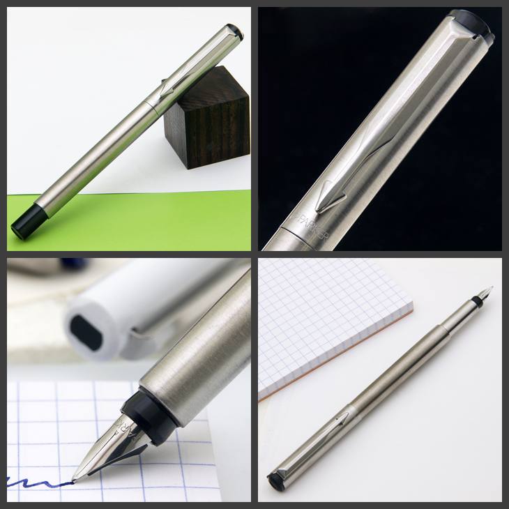 Genuine Parker Vector Standard Chrome Trim CT Fountain Pen Stainless Steel Gift 