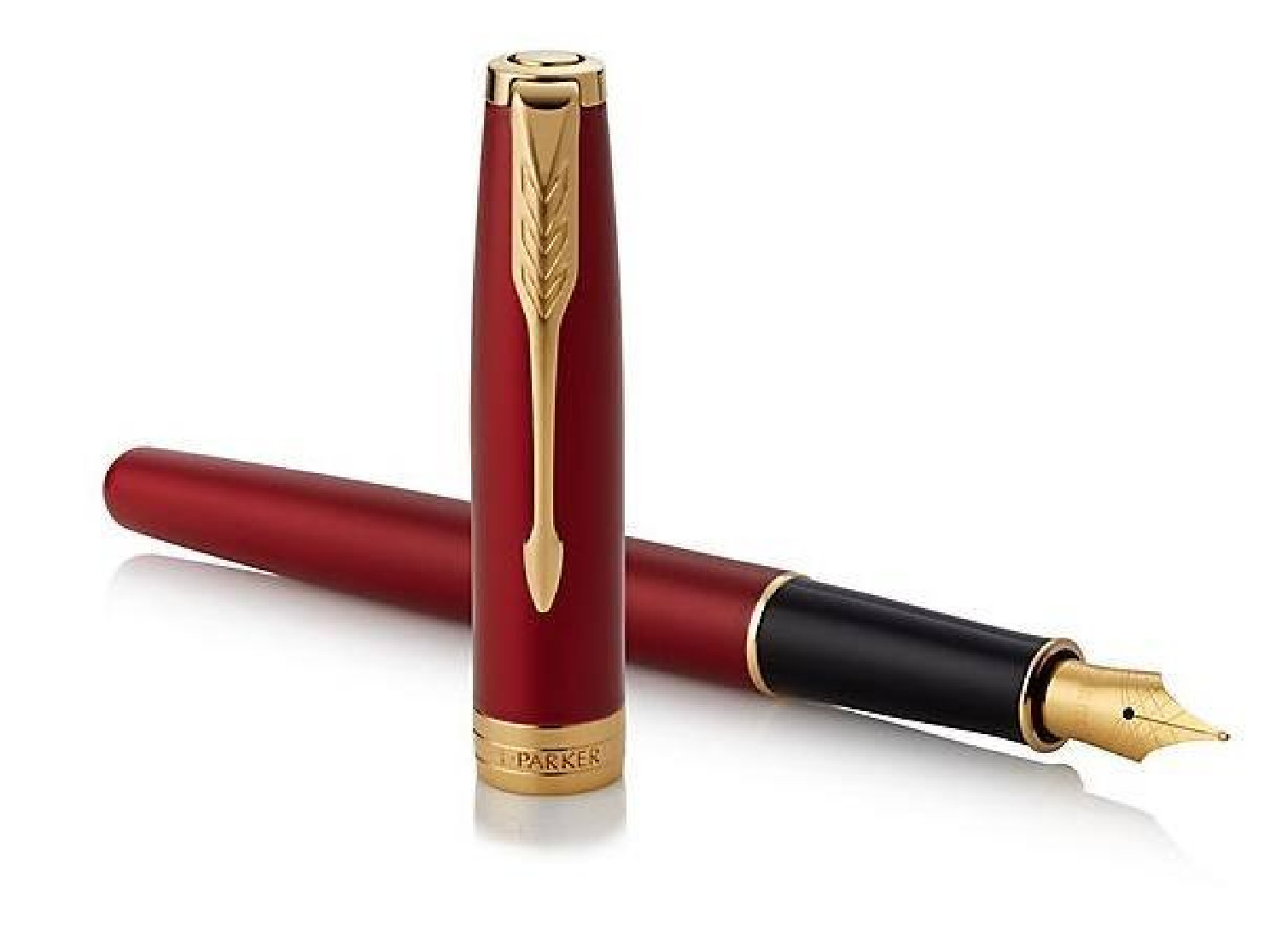Parker Sonnet Fountain Pen Red Lacquer - Gold Trim Steel Nib