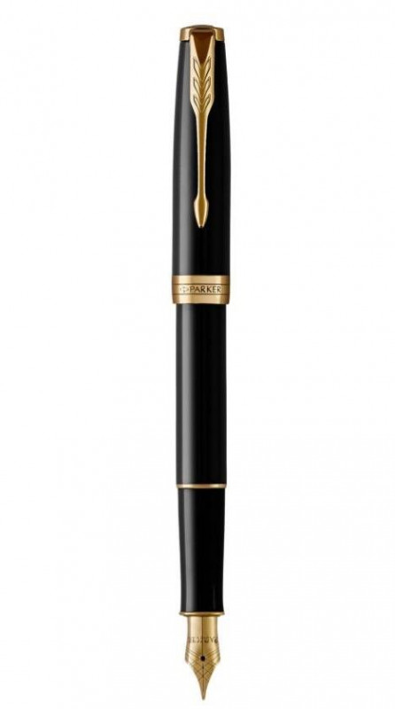 Parker Sonnet Fountain Pen Black Lacquer - Gold Trim Steel Nib