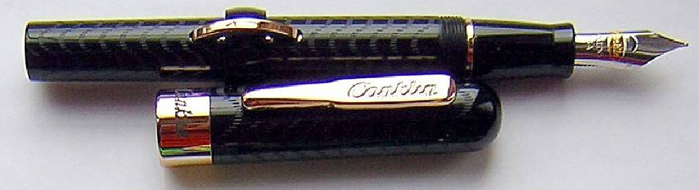 Conklin Mark Twain Crescent Filler Fountain Pen Black Chase with Rose Gold trim