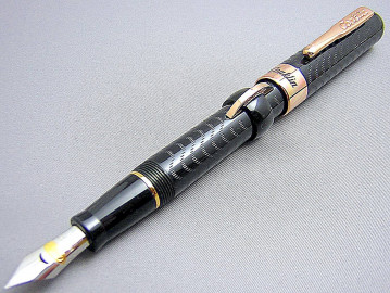 Conklin Mark Twain Crescent Filler Fountain Pen Black Chase with Rose Gold trim