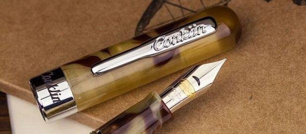Conklin Mark Twain Crescent Filler Fountain Pen - Peanut Butter w/Silver trim