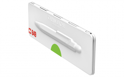 Caran Dache 849 Popline fluo green ballpoint pen, with holder