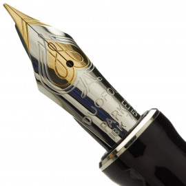 Parker Duofold Centennial Fountain Pen, Classic Blue and Black, Solid Gold Nib, Black Ink and Convertor (1947983)