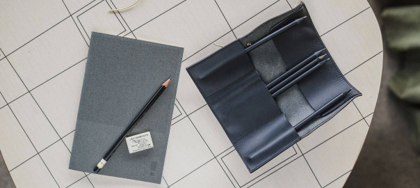 Paper Republic black leather pen & pencil case