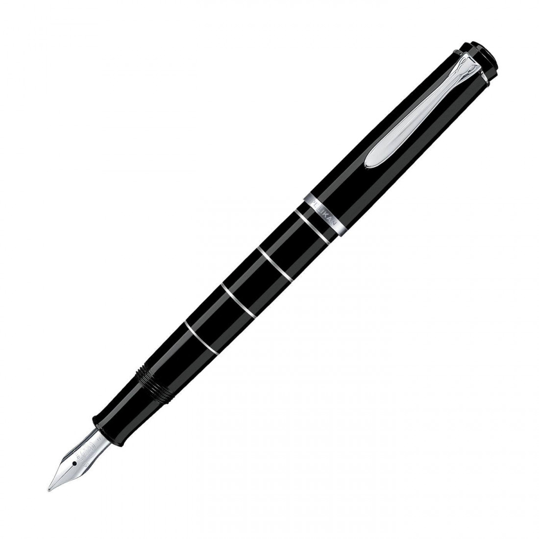 Pelikan M215 black with silver rings fountain pen