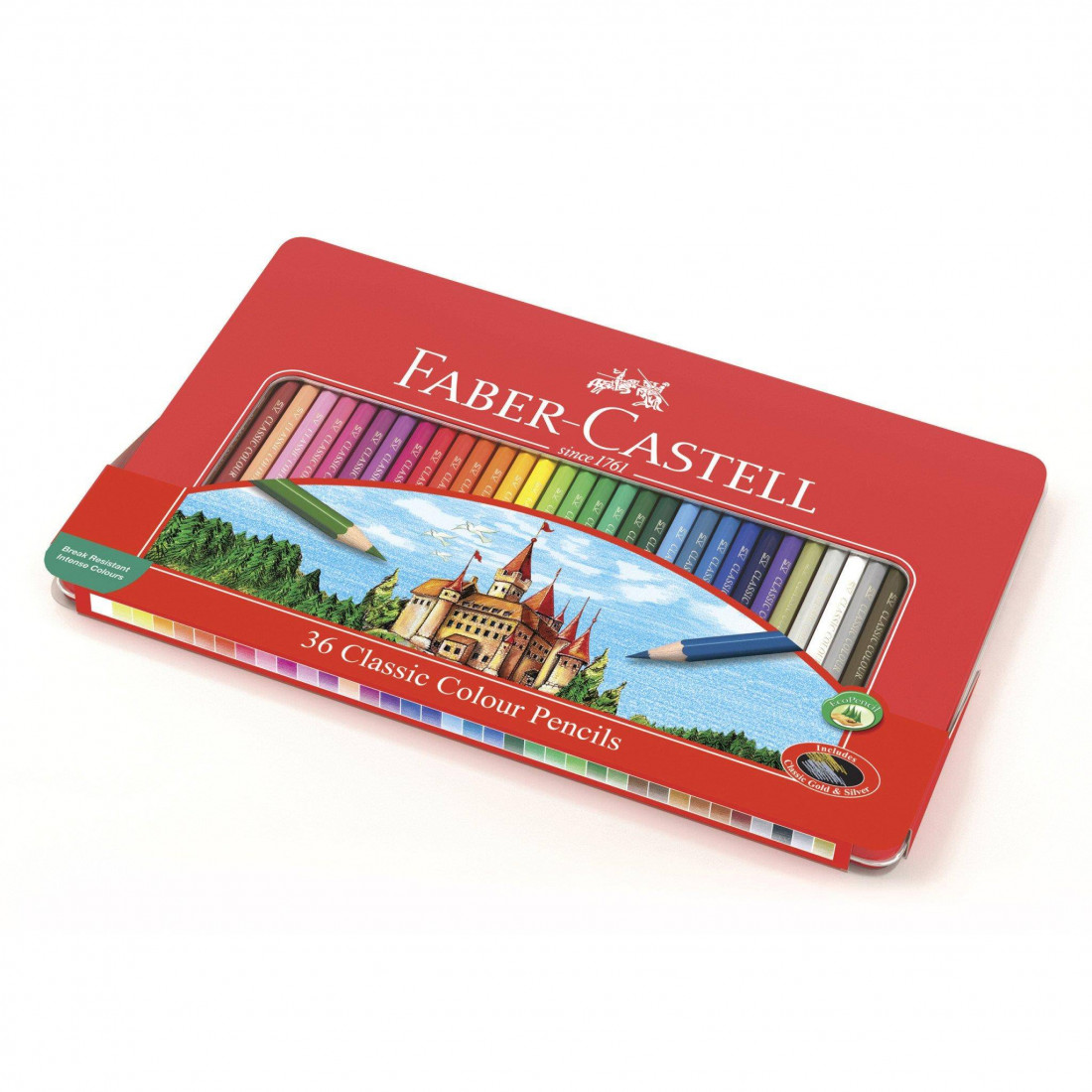 Faber Castell Colour Grip colour pencil, tin of 36 (112435)