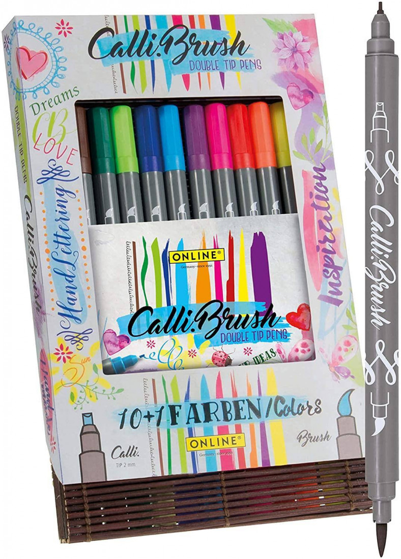 ONLINE Calli.Brush Pens in Bamboo Case 10+1