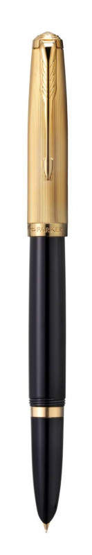 PARKER 51 DELUXE BLACK RESIN GOLD TRIM FOUNTAIN PEN - 18K SOLID