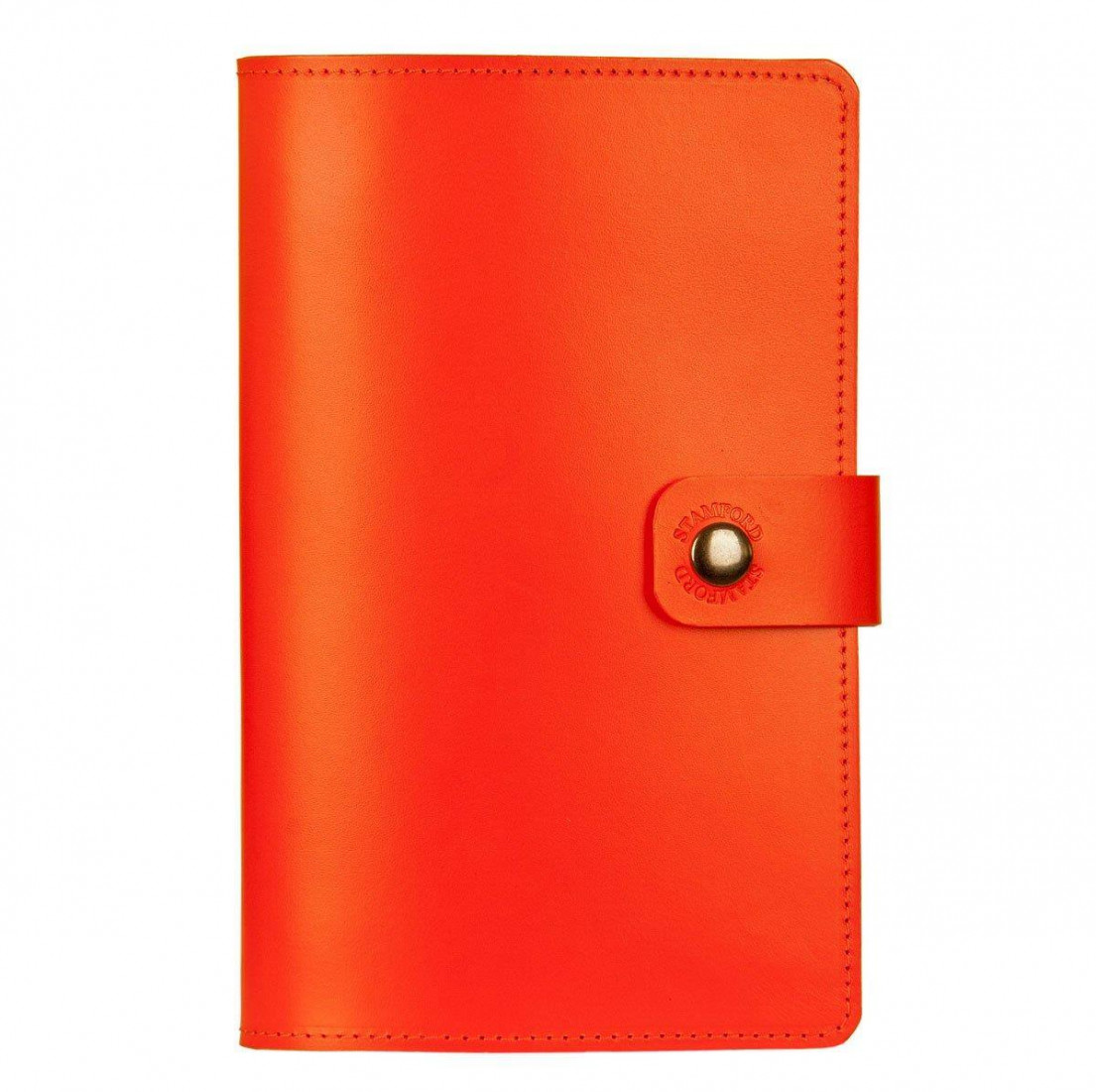 The Burghley Refillable Leather Journal Bright Orange medium 15x23 Stamford