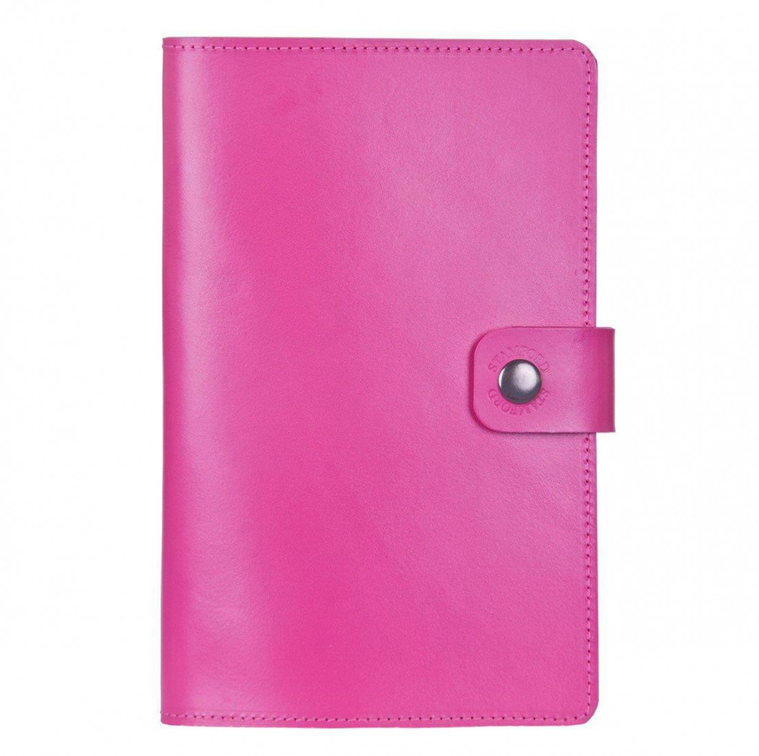 The Burghley Refillable Leather Journal Bright Pink medium 15x23 Stamford