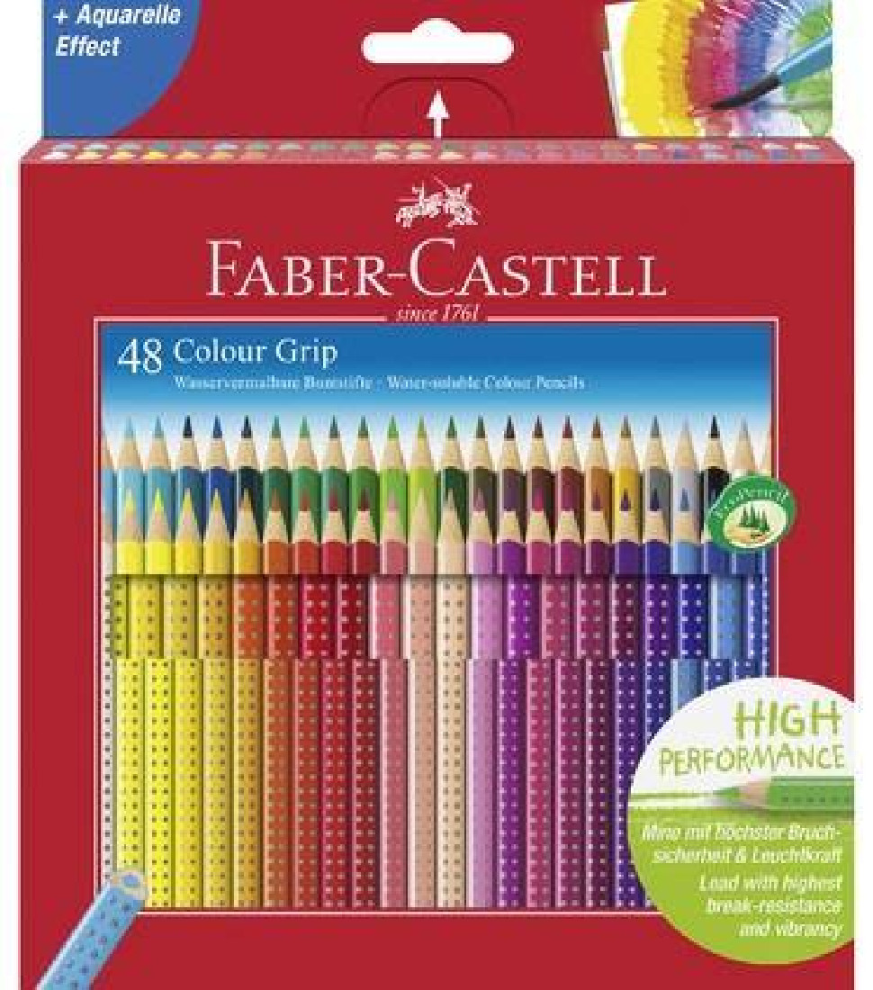 Faber Castell Colour Grip colour pencil, cardboard wallet of 48  112449