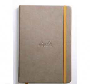 NOTEBOOK A5 RHODIARAMA TAUPE LINED HARD COVER RHODIA