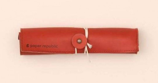 Paper Republic red leather pen & pencil case