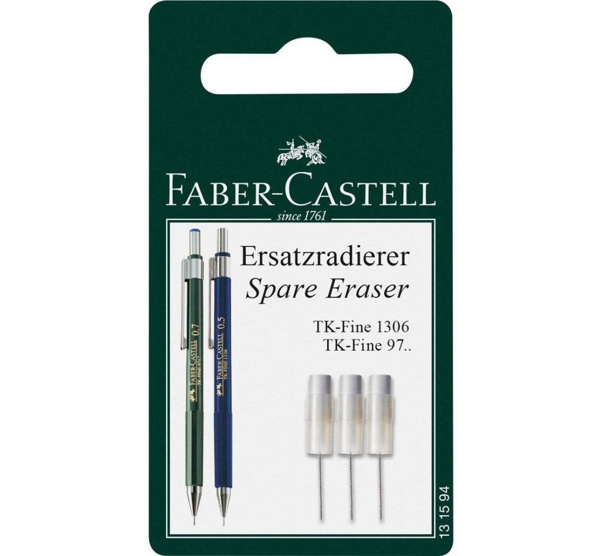 Faber Castell TK-Fine spare erasers for mechanical pencil, set of 3, 131594