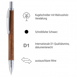 ONLINE Retractable Ballpen Mini Walnut Wood Pen