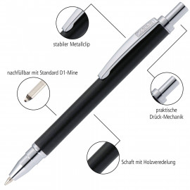 ONLINE Retractable Ballpen Mini Black Wood Pen