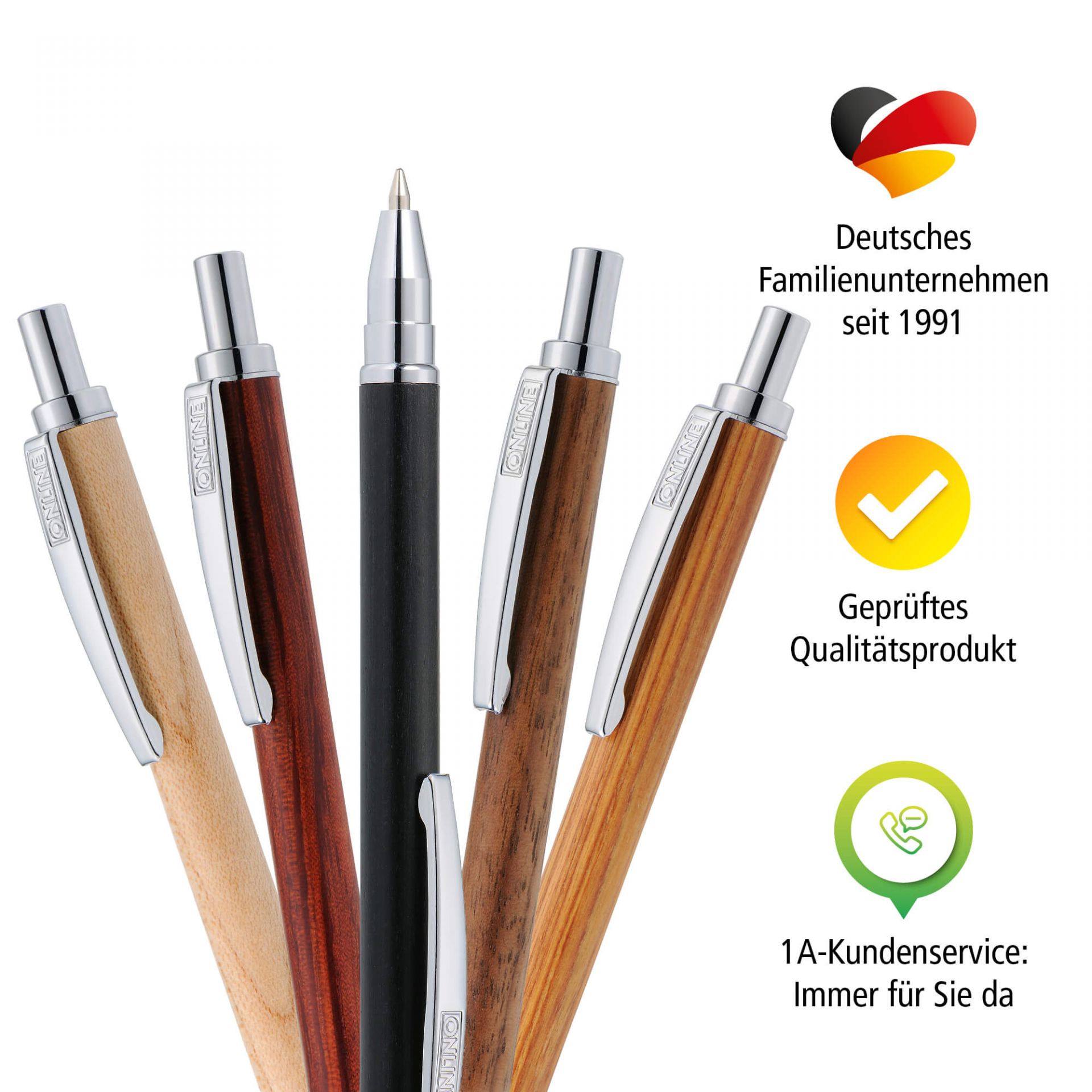 ONLINE® Kugelschreiber Mini Wood Pen dokumentenecht Schreibfarbe schwarz 